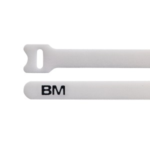 VELCRO CABLE-TIES, RE-OPENABLE WITH TEAR COLOR WHITE