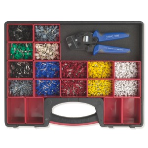 ASSORTMENT IN PLASTIC CASE WITH REMOVABLE BOXES AND AUTOMATIC CRIMPING TOOL