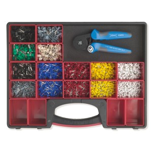 ASSORTMENT IN PLASTIC CASE WITH REMOVABLE BOXES AND AUTOMATIC CRIMPING TOOL
