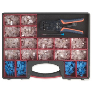 ASSORTMENT IN CASE WITH REMOVABLE CONTAINERS AND PLIER